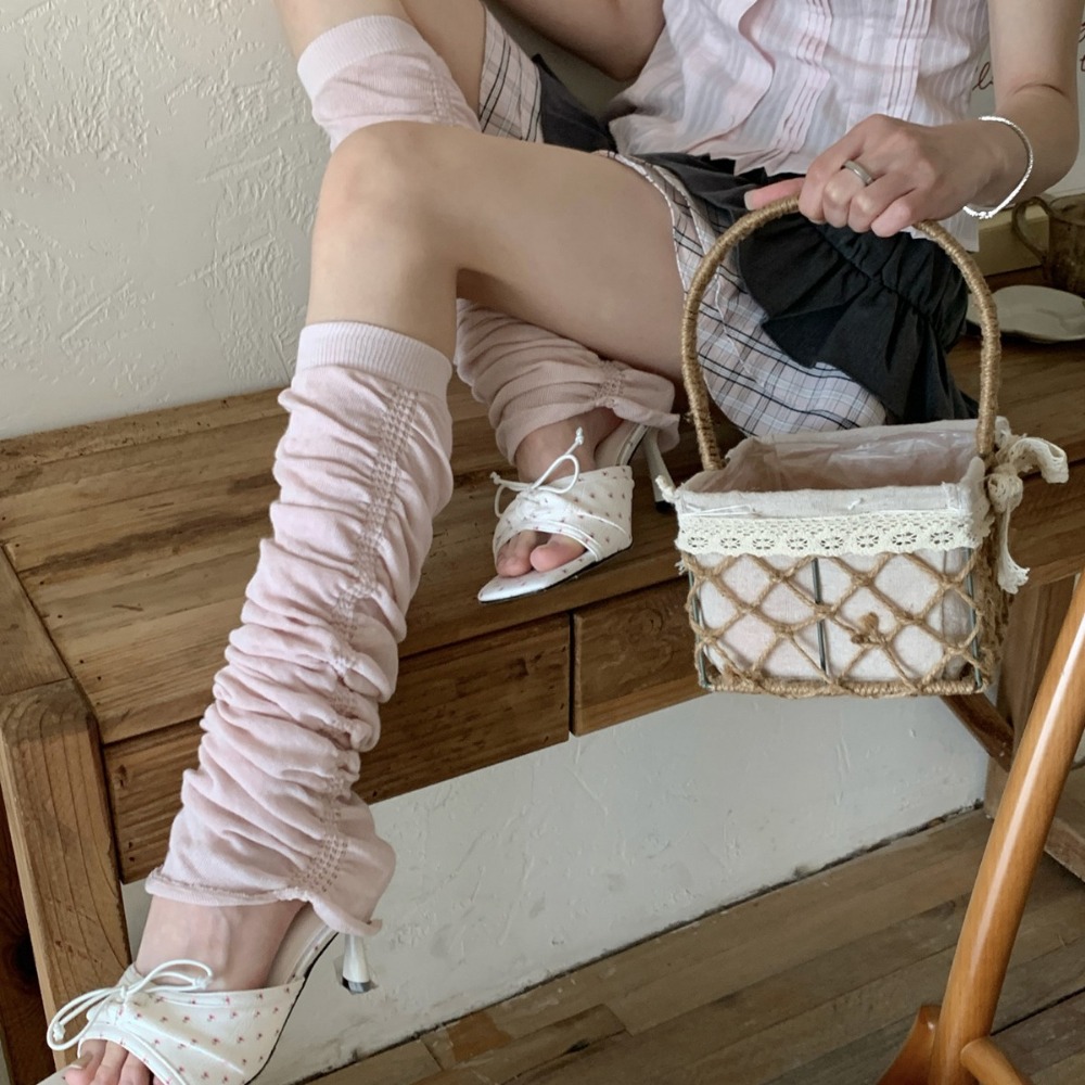 Boot Sock Slouchy - Calentadores de piernas rosas con volantes