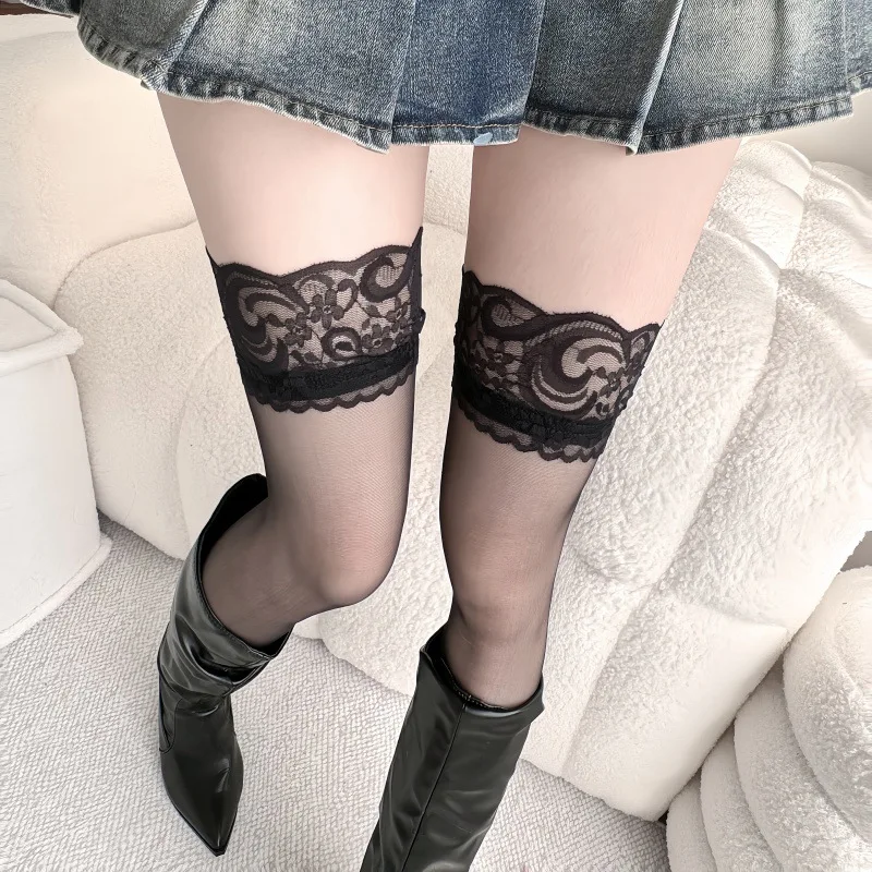 Tights Pantyhose Sheer - Medias de encaje con cinturón para