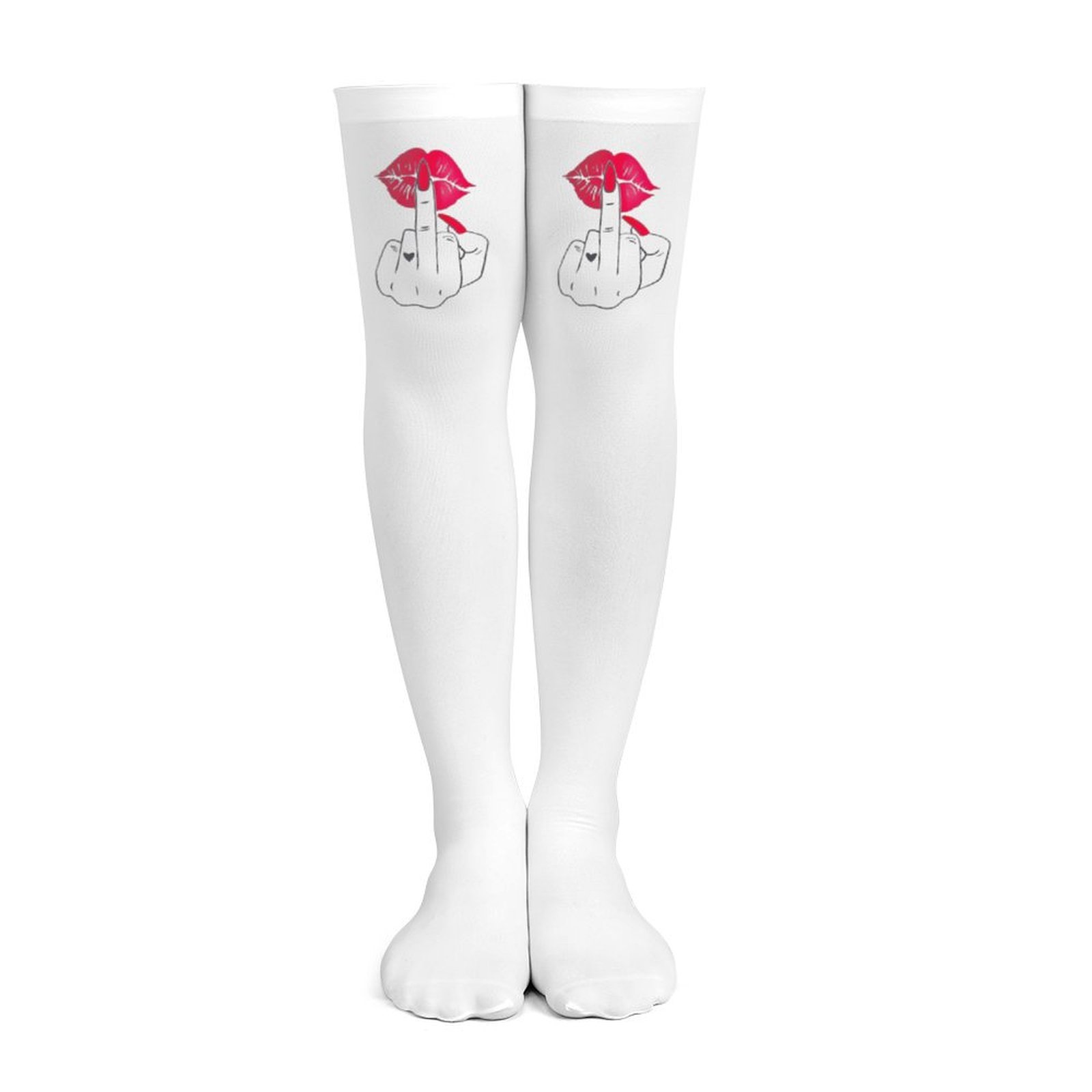 Knee High Sock Women - Calcetines blancos para mujer con estampado