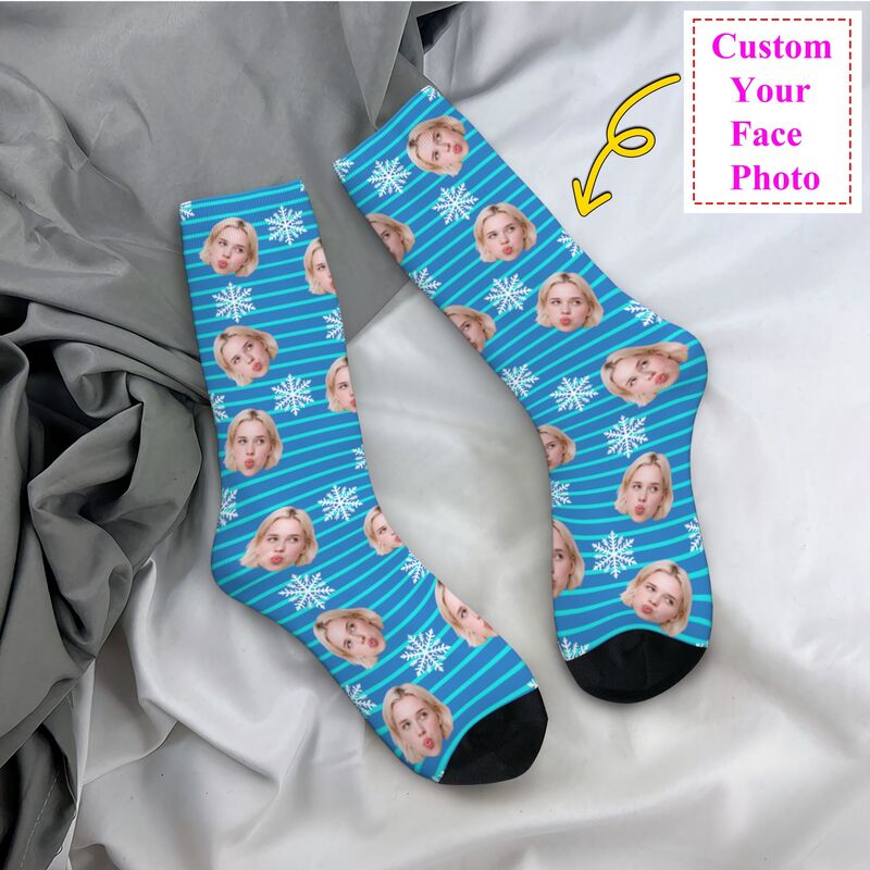 Dress Sock Men - Foto de cara de Navidad personalizada
