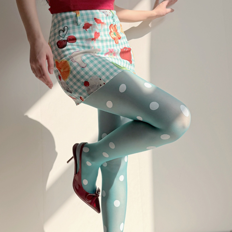 Tights Pantyhose Sheer - Medias Transparentes Retro con Puntos para