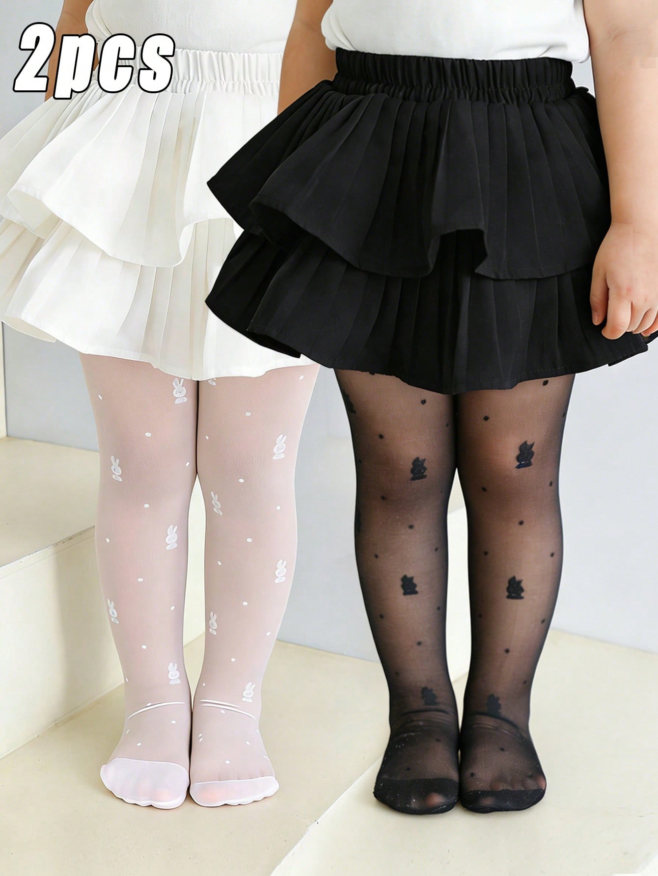 Tights Pantyhose Sheer - Paquete de 2 pantimedias con estampado