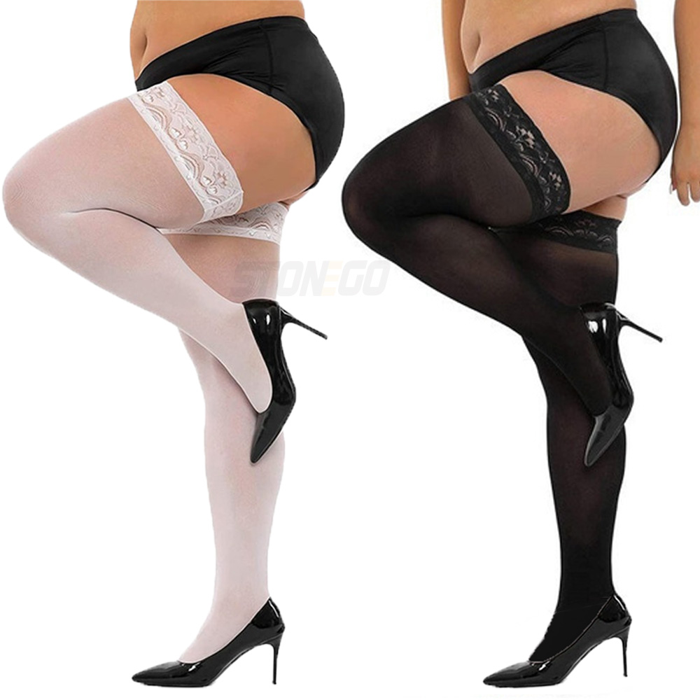 Thigh High Sock Stay Up - Medias de encaje ultrafinas de talla