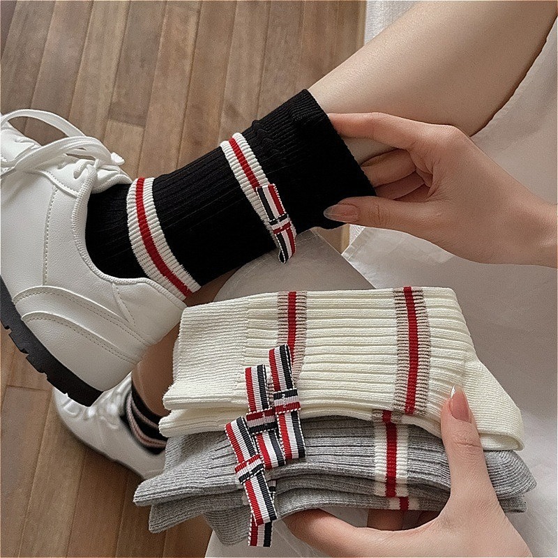 Cotton Crew Sock Pack - Calcetines de Algodón Peinado a Rayas