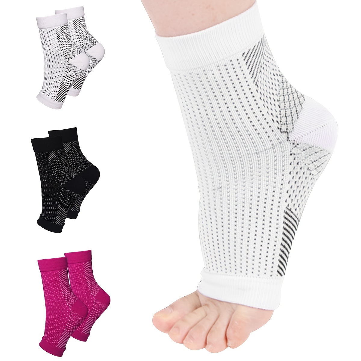 Ankle Brace Sock - Calcetines de Soporte para Tobillos, Transpirables,