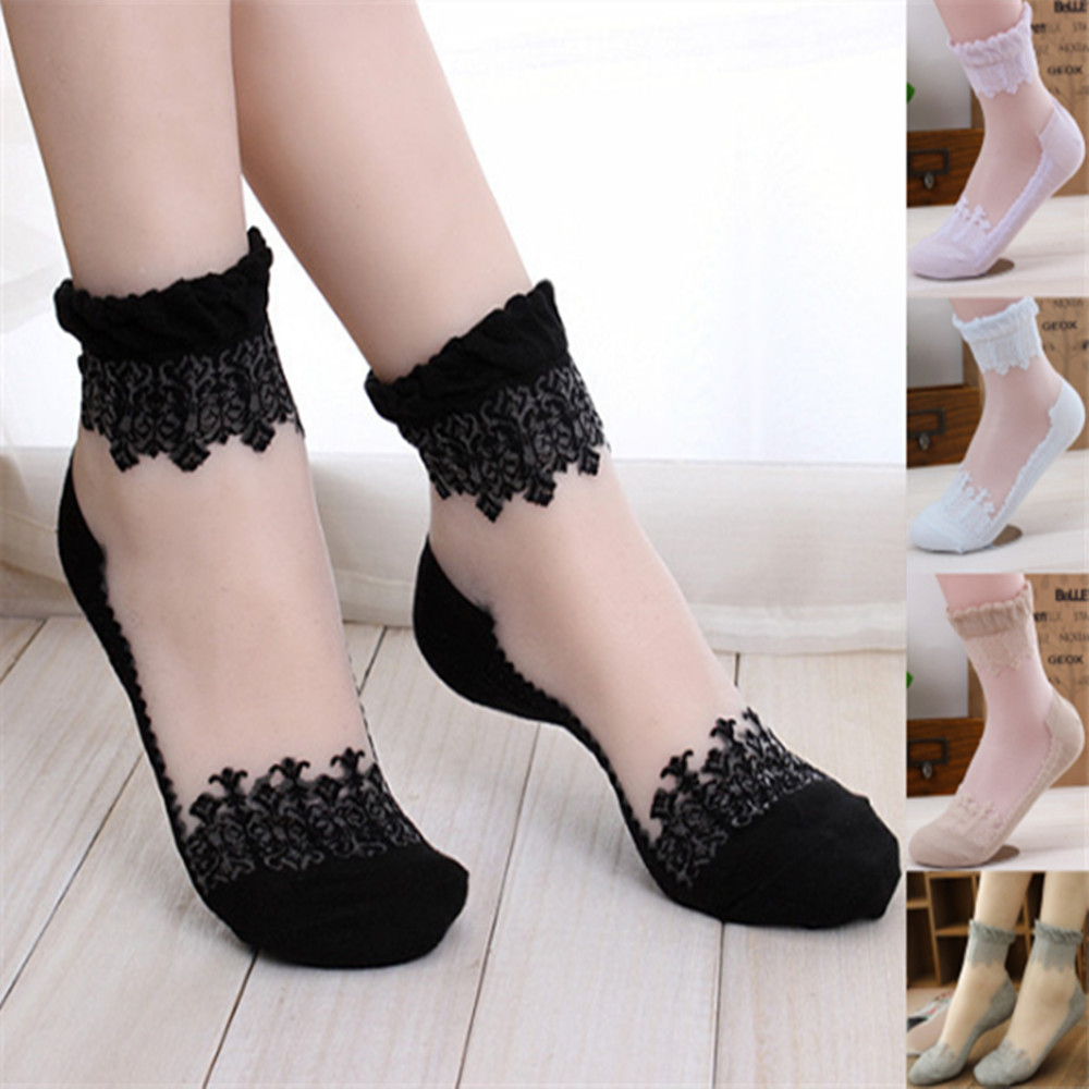 Invisibility Sock Loafer - Calcetines cortos de encaje para mujer,